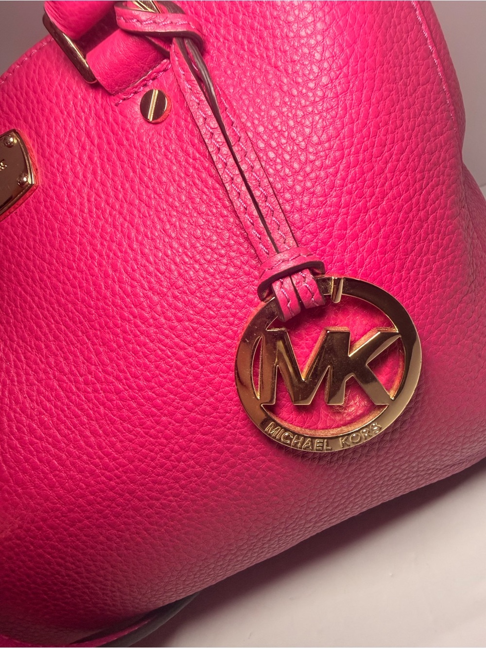 MICHAEL Michael Kors Sutton Medium Pink Pebbled Leather Satchel - Picture 3 of 13
